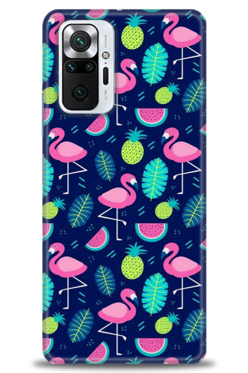 Xiaomi Redmi Note 10 Pro Kılıf HD Baskılı Kılıf - Flamingo Ananas