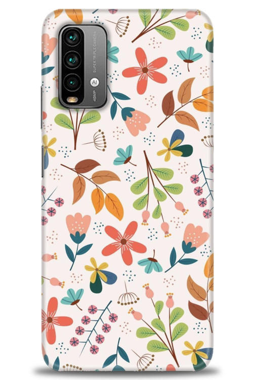 Xiaomi Redmi 9T Kılıf HD Baskılı Kılıf - Renkli Dallar