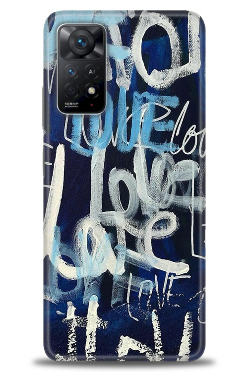 Xiaomi Redmi Note 11 Pro Kılıf HD Baskılı Kılıf - Love Mavi