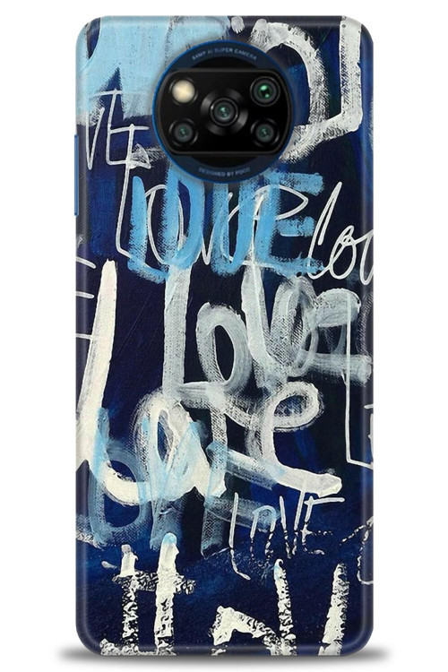 Xiaomi Poco X3 NFC Kılıf HD Baskılı Kılıf - Love Mavi