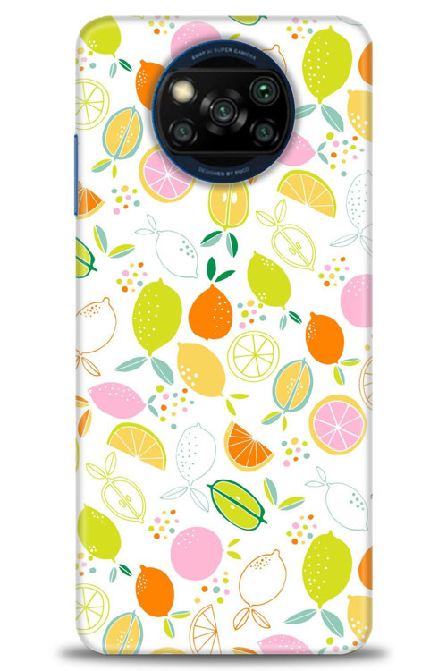 Xiaomi Poco X3 NFC Kılıf HD Baskılı Kılıf - Renkli Limonlar