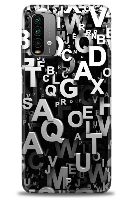 Xiaomi Redmi 9T Kılıf HD Baskılı Kılıf - Harfler