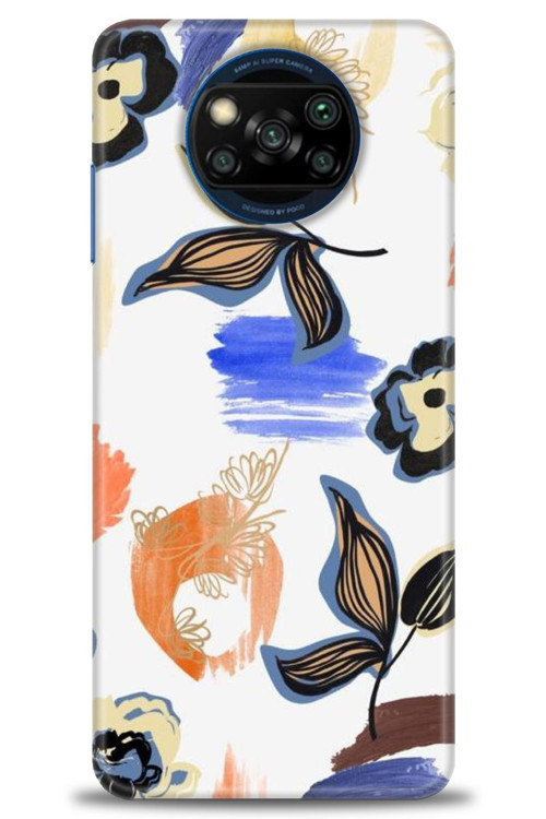 Xiaomi Poco X3 Pro Kılıf HD Baskılı Kılıf - Mavi Yapraklar