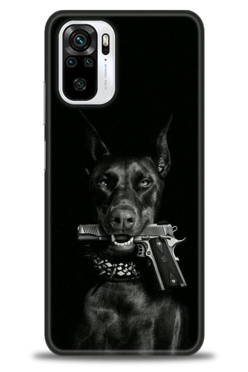 Xiaomi Redmi Note 10S Kılıf HD Baskılı Kılıf - Tabanca ve Köpek