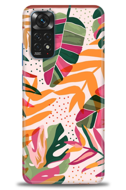 Xiaomi Redmi Note 11 Kılıf HD Baskılı Kılıf - Turuncu Pembe