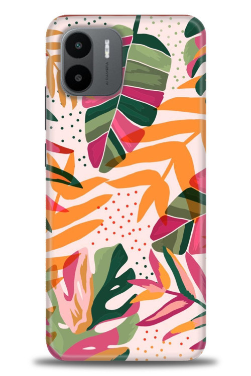 Xiaomi Redmi A1 Kılıf HD Baskılı Kılıf - Turuncu Pembe