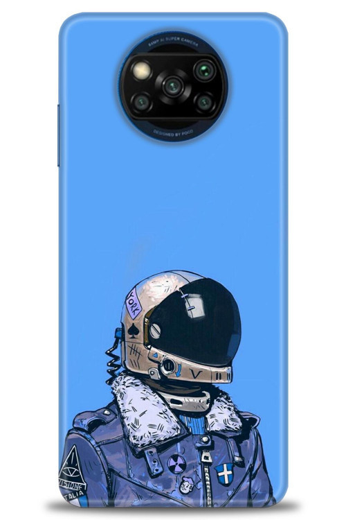 Xiaomi Poco X3 NFC Kılıf HD Baskılı Kılıf - Mavi Astronot