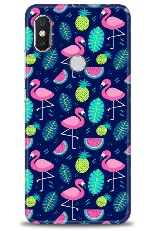 Xiaomi Redmi Note 6 Pro Kılıf HD Baskılı Kılıf - Flamingo Ananas