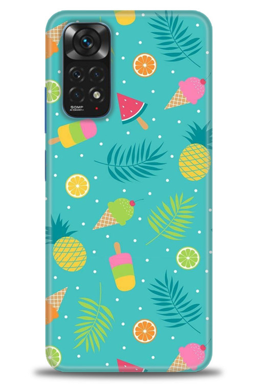 Xiaomi Redmi Note 11 Kılıf HD Baskılı Kılıf - Dondurma ve Yapraklar