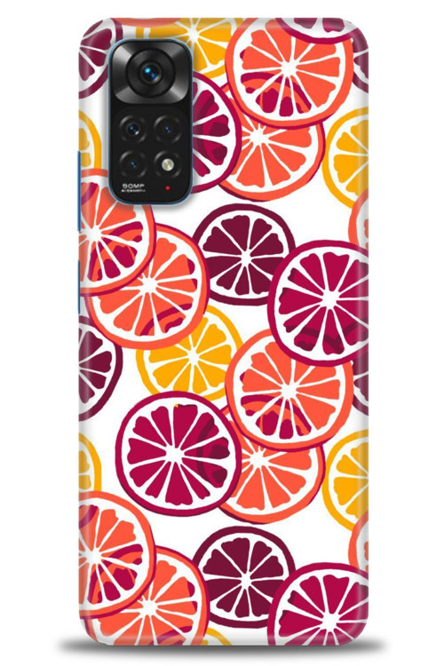 Xiaomi Redmi Note 11 Kılıf HD Baskılı Kılıf - Bordo Limon Dilimleri