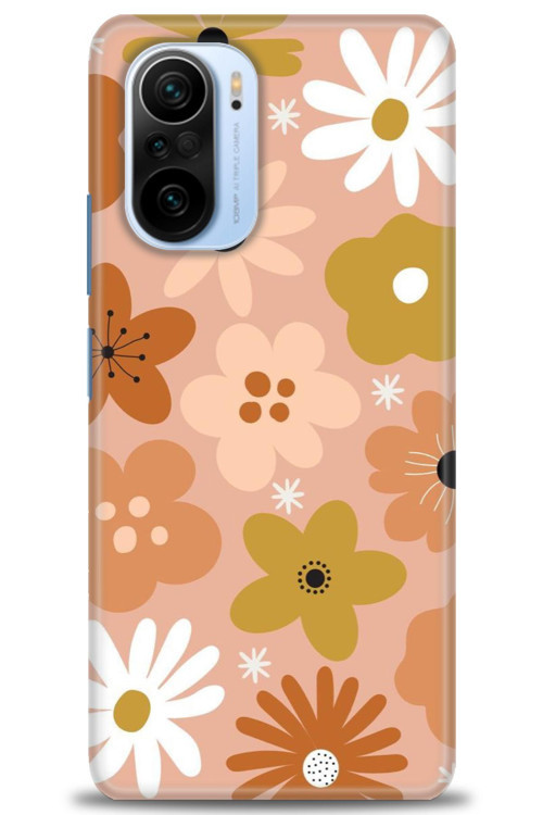 Xiaomi Redmi K40 Pro Kılıf HD Baskılı Kılıf - Kahveli Çiçekler