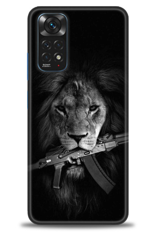 Xiaomi Redmi Note 12 4G Kılıf HD Baskılı Kılıf - Tüfek ve Aslan
