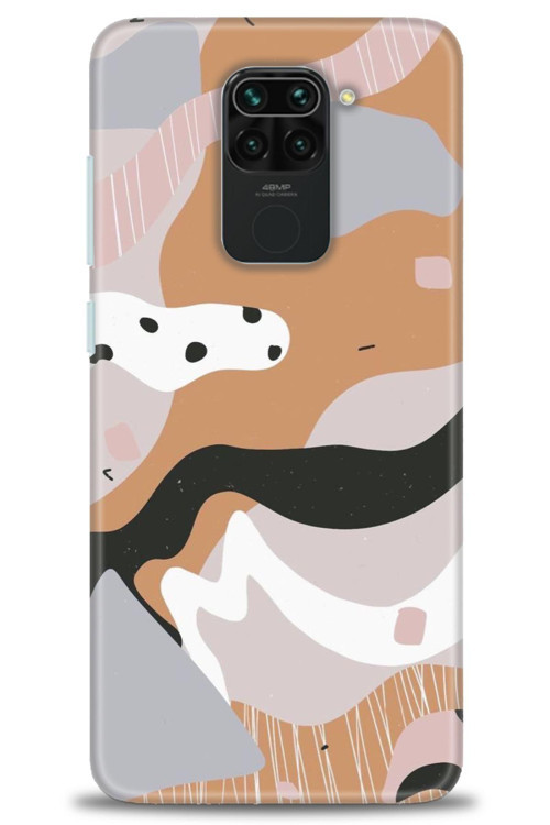Xiaomi Redmi Note 9 Kılıf HD Baskılı Kılıf - Kahve Beyaz