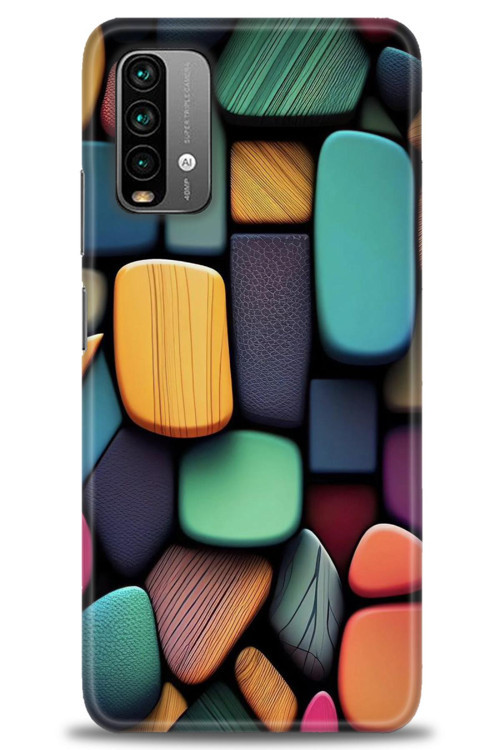 Xiaomi Redmi 9T Kılıf HD Baskılı Kılıf - Renkli Taşlar