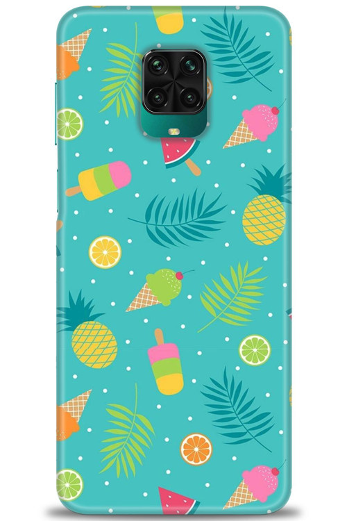 Xiaomi Redmi Note 9 Pro Kılıf HD Baskılı Kılıf - Dondurma ve Yapraklar
