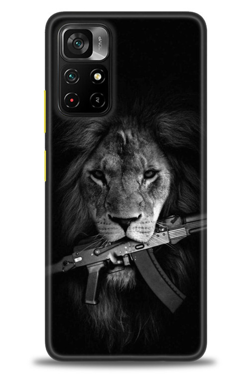 Xiaomi Redmi Note 11 Pro Plus Kılıf HD Baskılı Kılıf - Tüfek ve Aslan