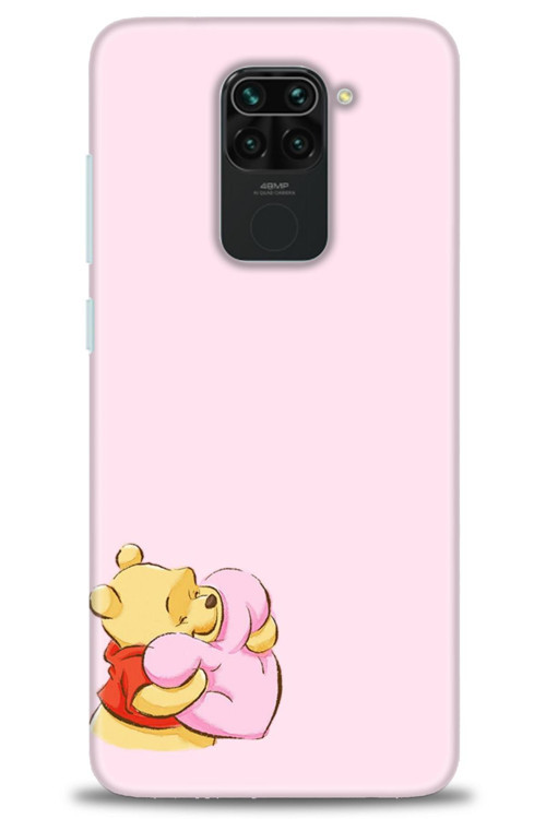 Xiaomi Redmi Note 9 Kılıf HD Baskılı Kılıf - Winnie the Pooh Kalpli