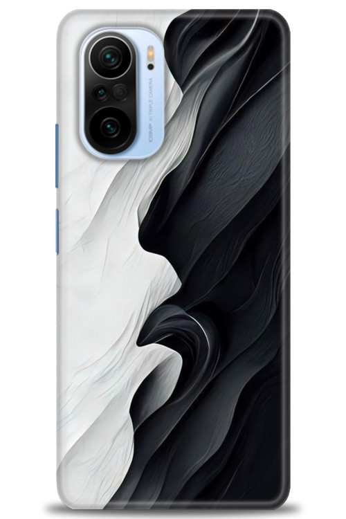 Xiaomi Redmi K40 Kılıf HD Baskılı Kılıf - Black and White
