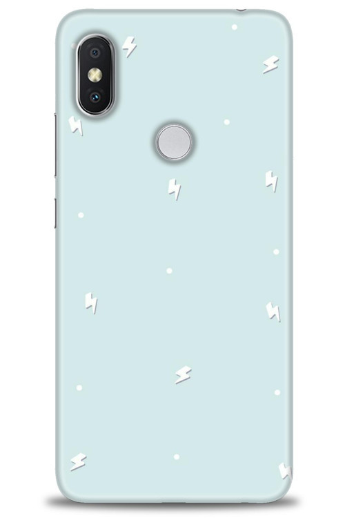 Xiaomi Redmi Note 6 Pro Kılıf HD Baskılı Kılıf - Beyaz Şimşekler