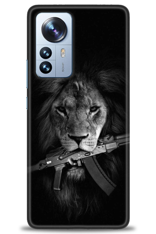 Xiaomi Mi 12 Lite Kılıf HD Baskılı Kılıf - Tüfek ve Aslan