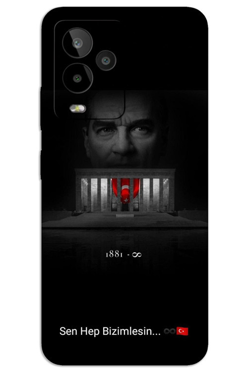 General Mobile GM 24 Pro Kılıf HD Desen Baskılı Arka Kapak - Atatürk Bizimlesin