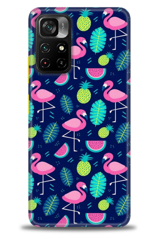Xiaomi Redmi Note 11 Pro Plus Kılıf HD Baskılı Kılıf - Flamingo Ananas