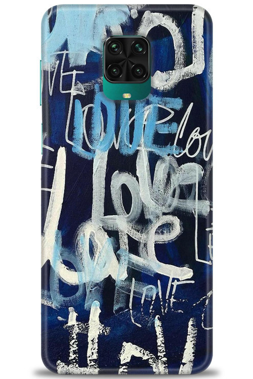 Xiaomi Redmi Note 9 Pro Kılıf HD Baskılı Kılıf - Love Mavi