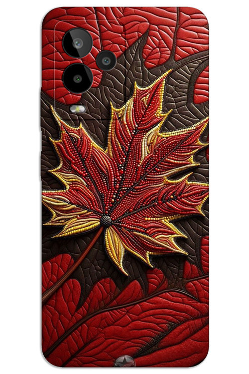 General Mobile GM 24 Pro Kılıf HD Desen Baskılı Arka Kapak - Kırmızı Yaprak