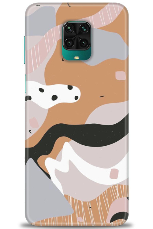 Xiaomi Redmi Note 9S Kılıf HD Baskılı Kılıf - Kahve Beyaz