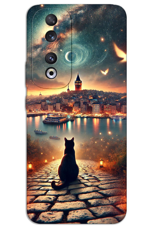 Huawei Honor 90 Kılıf HD Desen Baskılı Arka Kapak - Kedi Galata