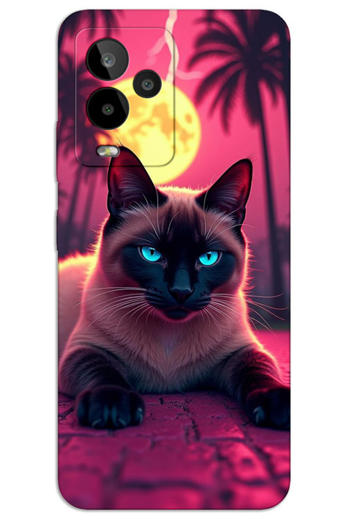 General Mobile GM 24 Pro Kılıf HD Desen Baskılı Arka Kapak - Gergin Kedi