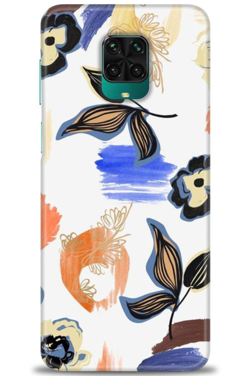 Xiaomi Redmi Note 9S Kılıf HD Baskılı Kılıf - Mavi Yapraklar