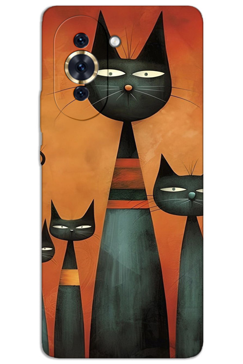 Huawei Nova 10 Kılıf HD Desen Baskılı Arka Kapak - Sanat Kedi