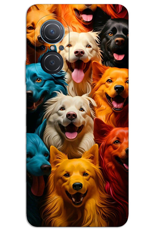 Huawei Nova 9 SE Kılıf HD Desen Baskılı Arka Kapak - Renkli Köpekler