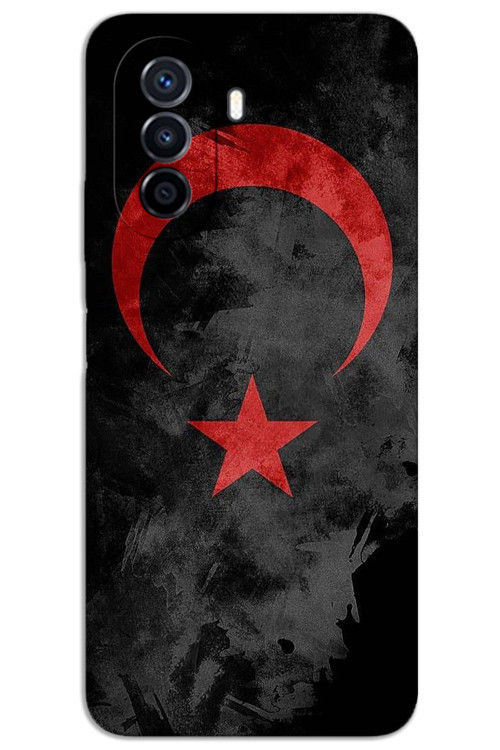 Huawei Nova Y70 Kılıf HD Desen Baskılı Arka Kapak - Siyah Bayrak
