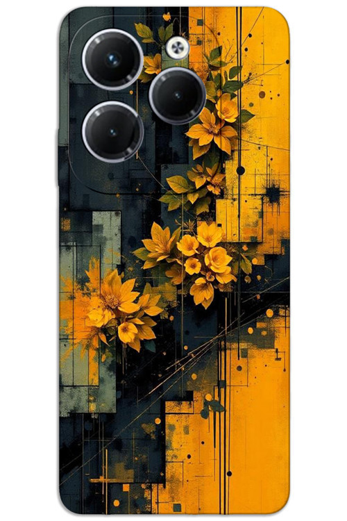 İnfinix Hot 40 Pro Kılıf HD Desen Baskılı Arka Kapak - Sarı Çiçekler