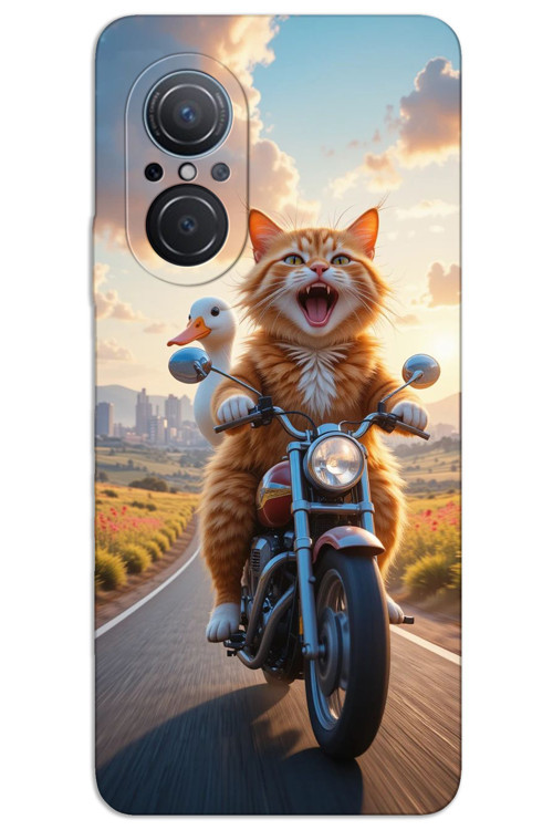 Huawei Nova 9 SE Kılıf HD Desen Baskılı Arka Kapak - Çılgın Kedi