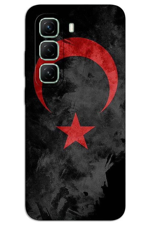 İnfinix Hot 50 Pro 4G Kılıf HD Desen Baskılı Arka Kapak - Siyah Bayrak