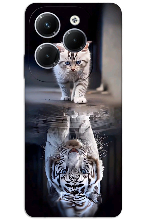 İnfinix Hot 40 Pro Kılıf HD Desen Baskılı Arka Kapak - Kedi Yansıması