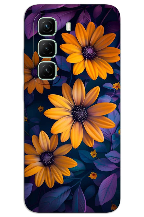 İnfinix Hot 50 5G Kılıf HD Desen Baskılı Arka Kapak - Sarı Çiçek