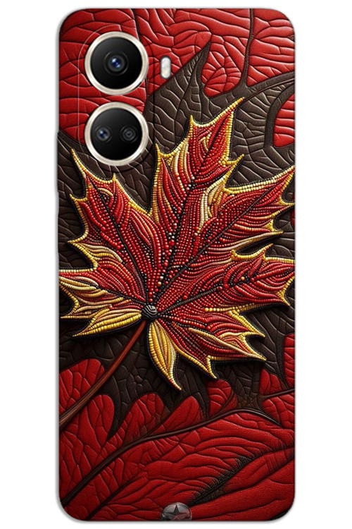Huawei Nova 10 SE Kılıf HD Desen Baskılı Arka Kapak - Kırmızı Yaprak