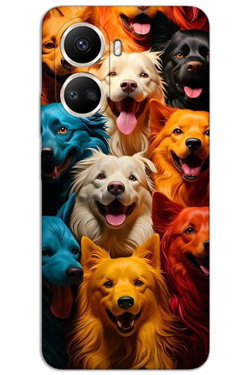 Huawei Nova 10 SE Kılıf HD Desen Baskılı Arka Kapak - Renkli Köpekler