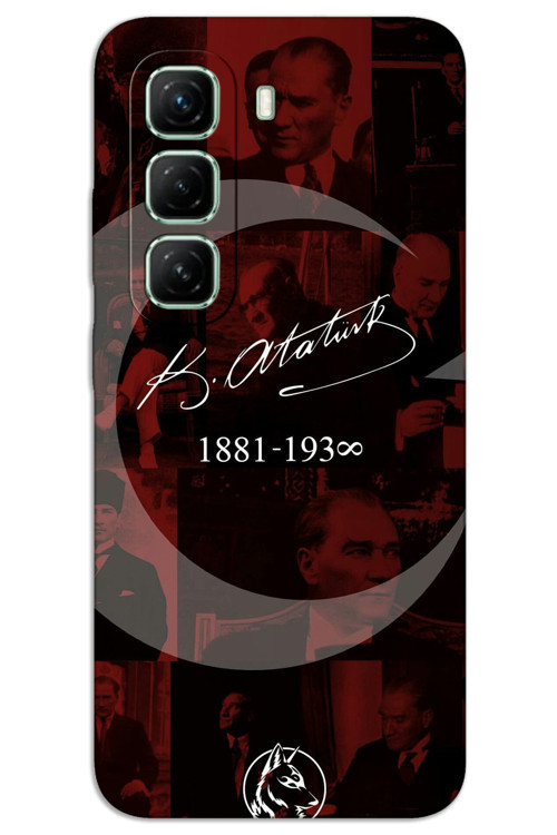 İnfinix Hot 50 4G Kılıf HD Desen Baskılı Arka Kapak - Atatürk Ayyıldız