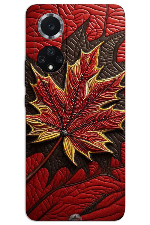 Huawei Nova 9 Kılıf HD Desen Baskılı Arka Kapak - Kırmızı Yaprak