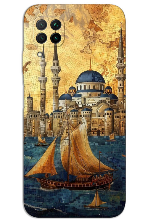 Huawei P40 Lite Kılıf HD Desen Baskılı Arka Kapak - Yelkenli Süleymaniye
