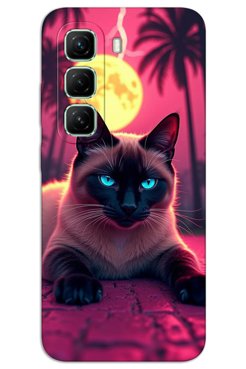 İnfinix Hot 50 4G Kılıf HD Desen Baskılı Arka Kapak - Gergin Kedi