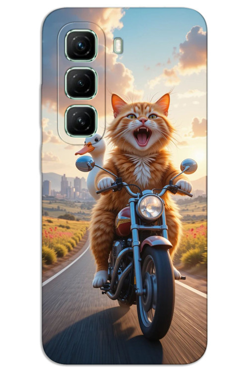 İnfinix Hot 50 4G Kılıf HD Desen Baskılı Arka Kapak - Çılgın Kedi