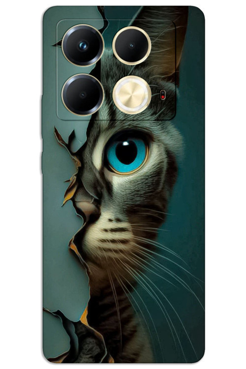 İnfinix Note 40 4G Kılıf HD Desen Baskılı Arka Kapak - Mavi Kedi