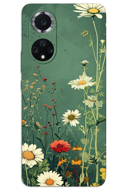 Huawei Nova 9 Kılıf HD Desen Baskılı Arka Kapak - Yeşil Papatya