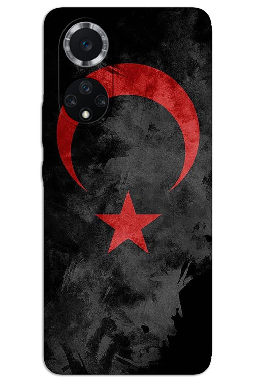 Huawei Nova 9 Kılıf HD Desen Baskılı Arka Kapak - Siyah Bayrak